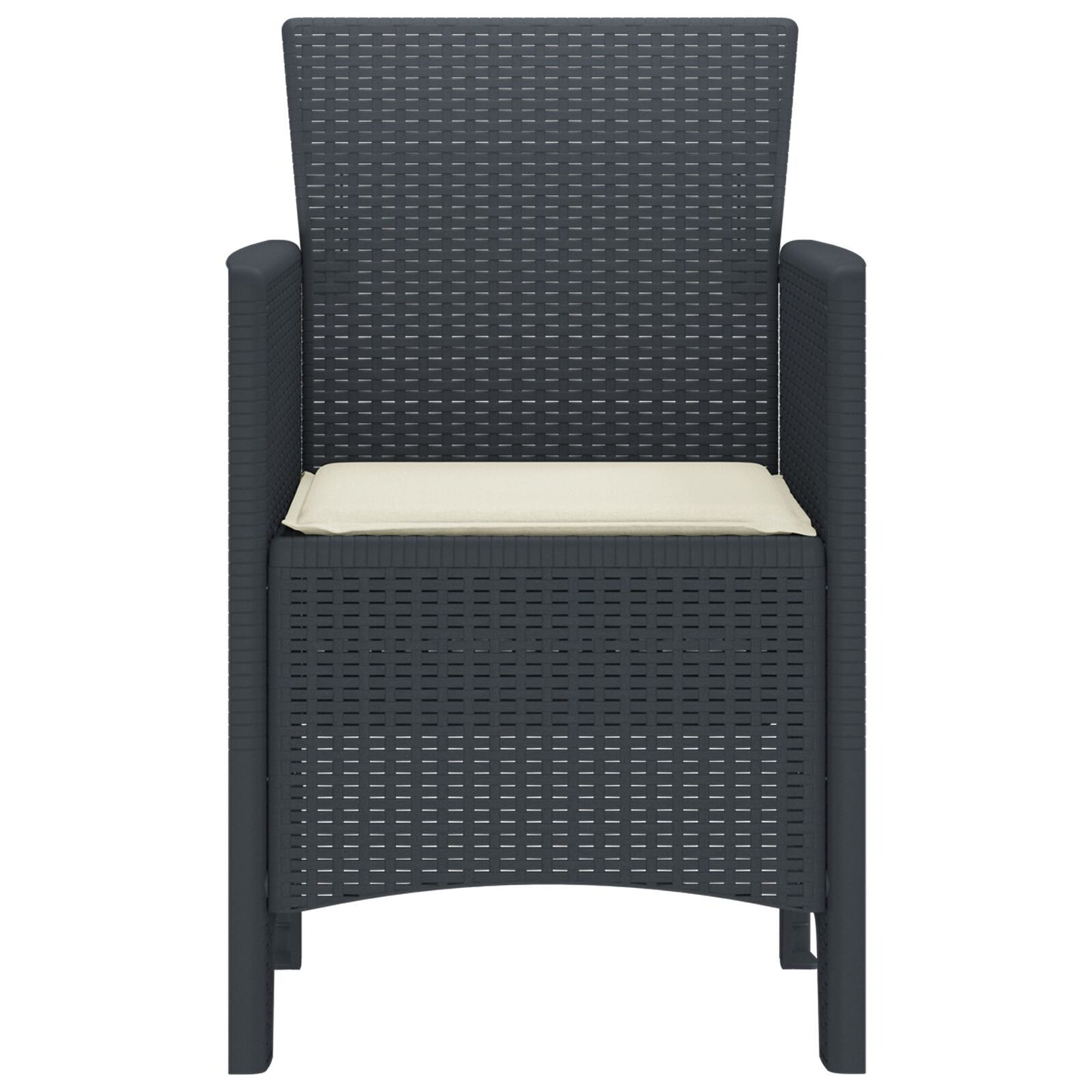 Tuinstoel Set Van 2 , Plastic Rattan Crème wit Anthraciet