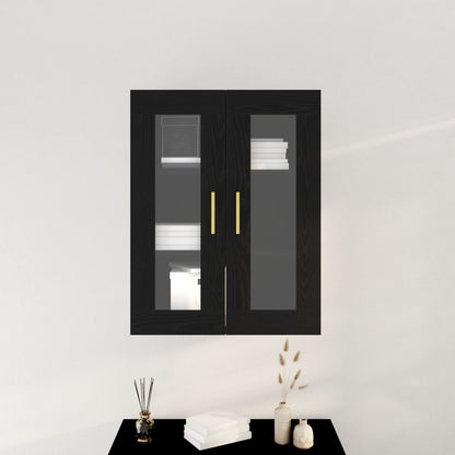 Wandkast Met Glazen Deuren Zwart Eiken 69,5X34X90 Cm
