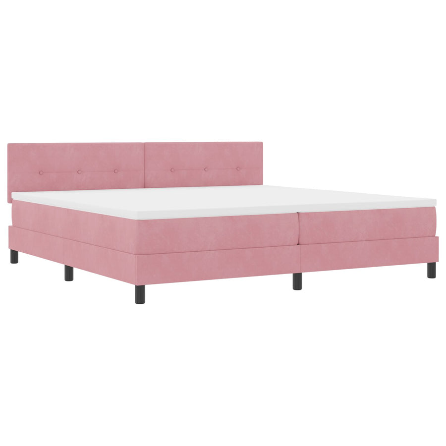 Boxspringbed Met Matras Roze 200X200 Cm Fluweel Blauw