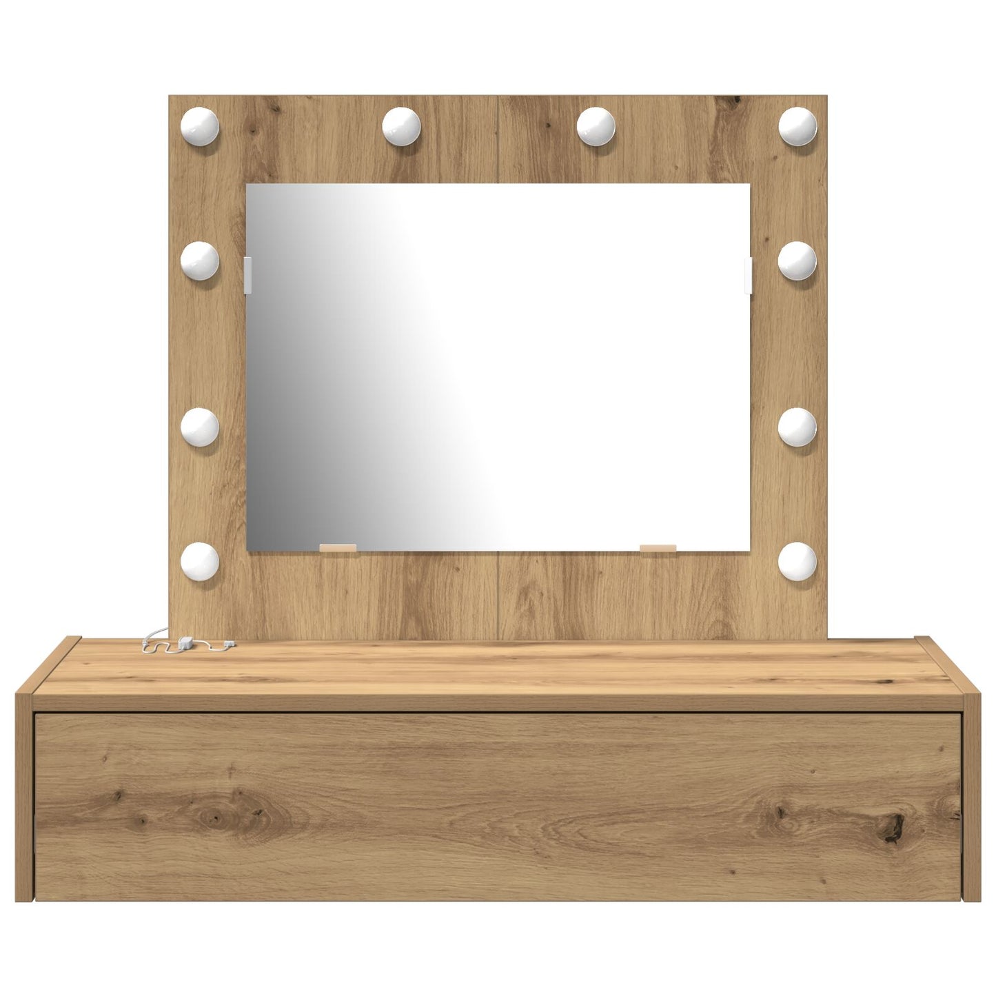 Wandkaptafel -Verlichting 83 x 40 x 70 cm Ambachtelijk eiken met LED
