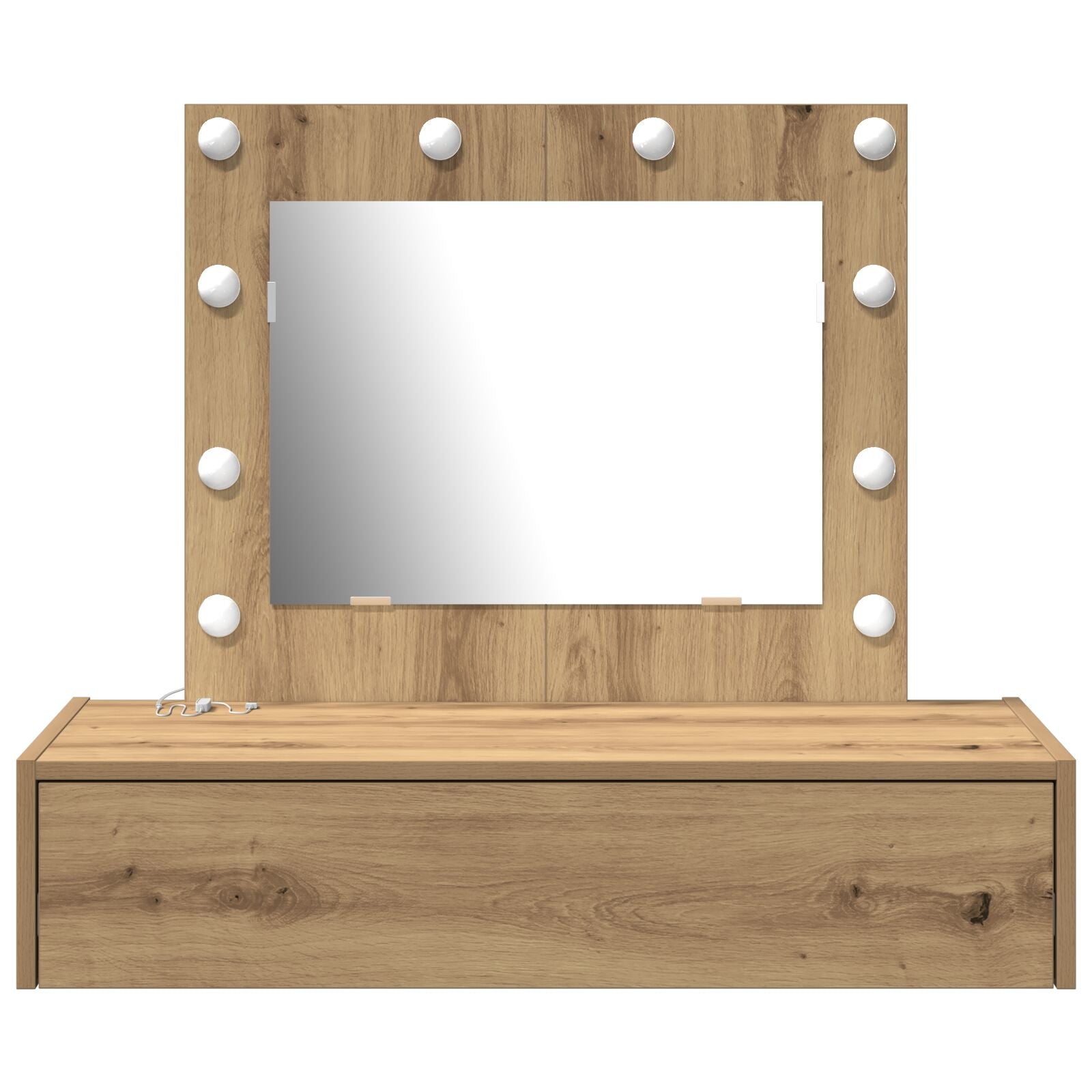 Wandkaptafel -Verlichting 83 x 40 x 70 cm Ambachtelijk eiken met LED