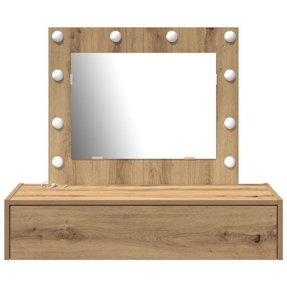 Wandkaptafel -Verlichting 83 x 40 x 70 cm Ambachtelijk eiken met LED