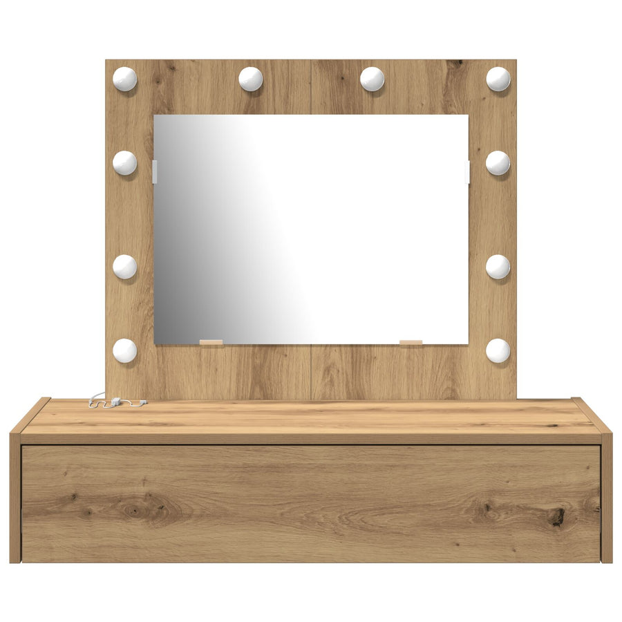 Wandkaptafel -Verlichting 83 x 40 x 70 cm Ambachtelijk eiken met LED