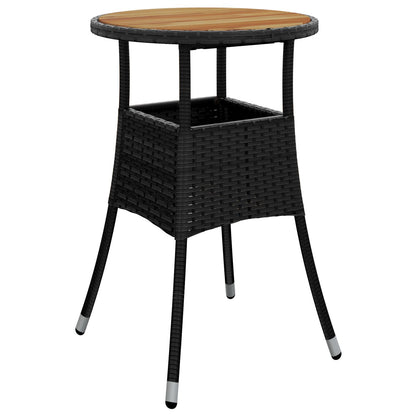 3-Delige Tuin Eetset Zwart Poly Rattan