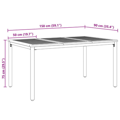 Tuin Tafel Massief Acaciahout En Metaal 150 x 90 x 75 cm Natuurlijk en grijs
