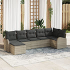 Tuin loungeset 7-delig polyrattan lichtgrijs
