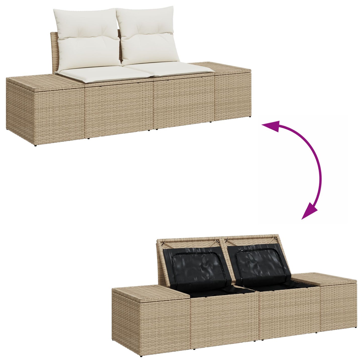 4-Delige Tuin Sofa Set Met Kussens Beige Poly Rattan Wit