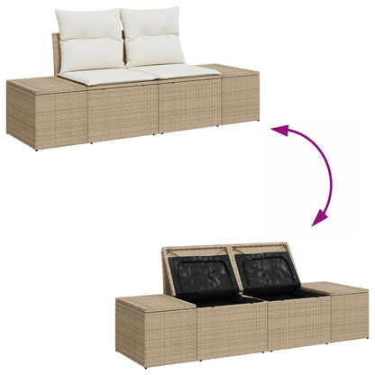 4-Delige Tuin Sofa Set Met Kussens Beige Poly Rattan Wit