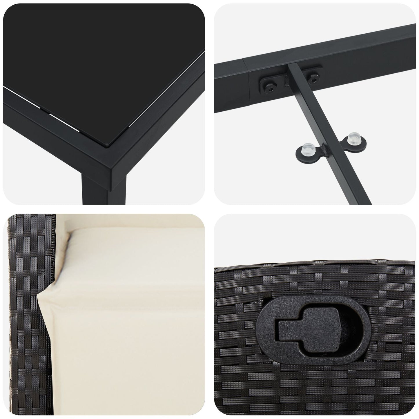5-Delige Tuin Eet Set Zwart Poly Rattan