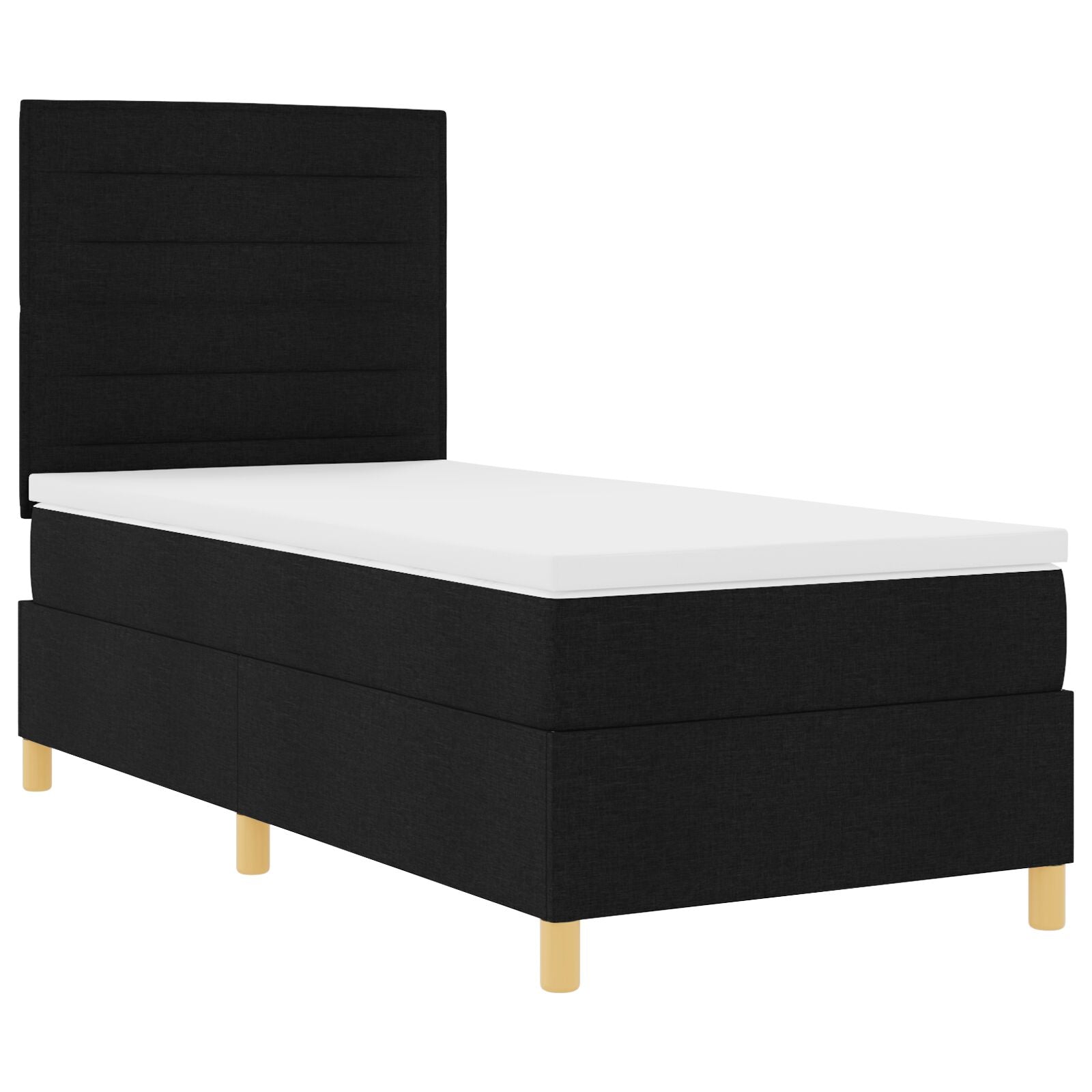 Boxspring Bed Met Matras Zwart Eenpersoons Stof Blauw
