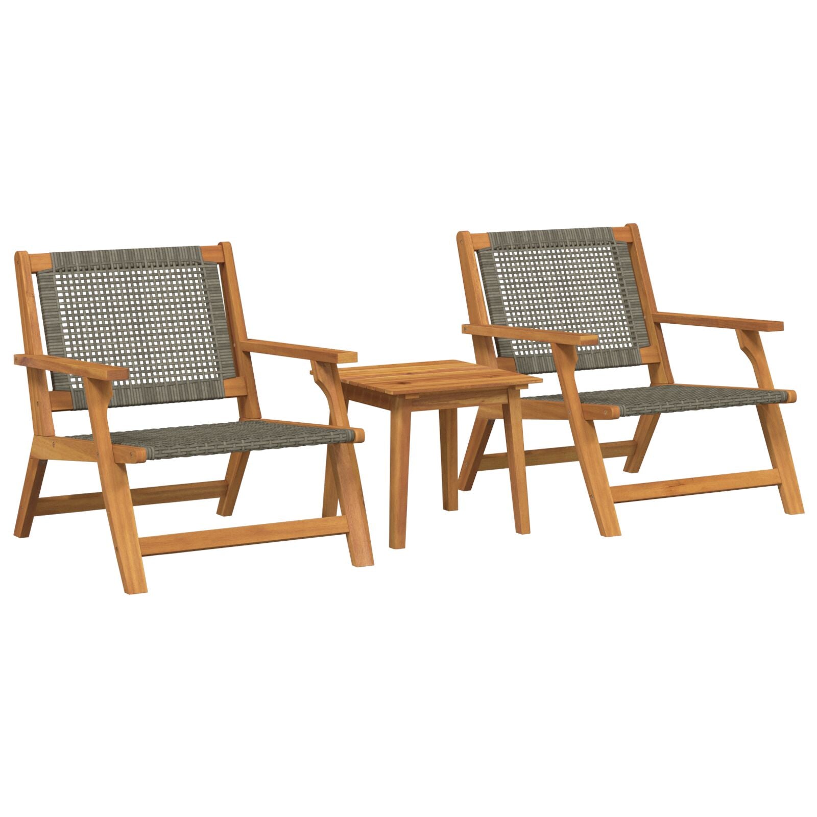 Tuinstoelen Met Tafel 3 Stuks Massief Acaciahout Grijs 2x stoel + tafel