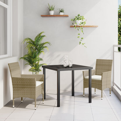 3-Delige Tuin Eetset Beige Poly Riet