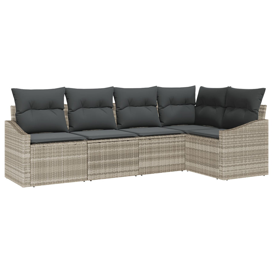 Tuin Sofa Set Set Van 5 Beige Poly Rattan Tuin Sofa Rechthoekig