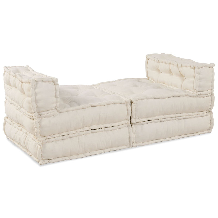 4-Zits Modulair Poef Bank Omkeerbaar Stof Crème 70 x 70 x 54 cm Lounge + 3x midden