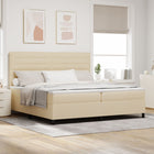 Boxspringbed 200x200 cm crème met matras en hoofdeinde
