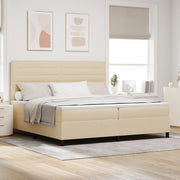 Boxspringbed 200x200 cm crème met matras en hoofdeinde