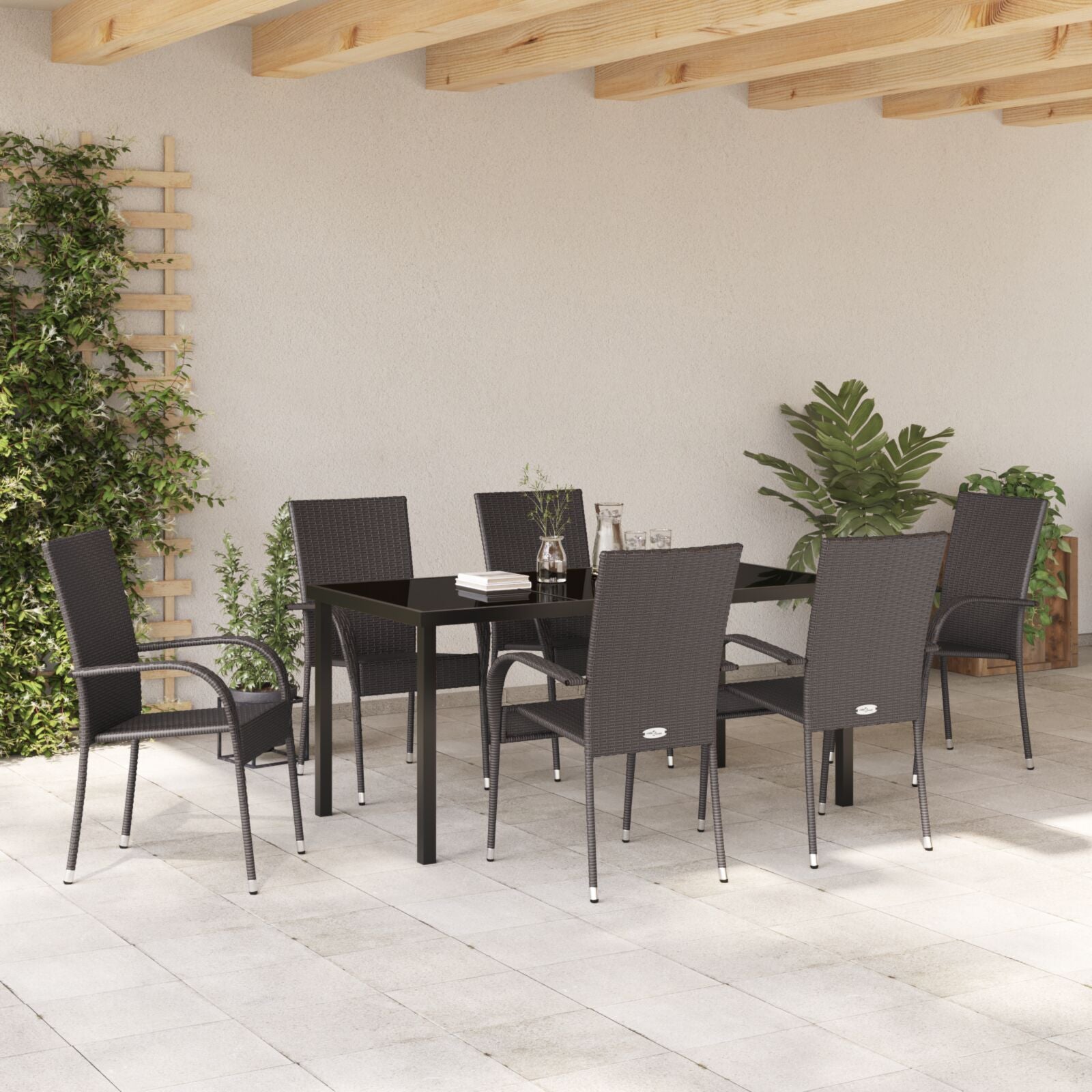 7-Delig Tuin Eetset Bruin Poly Rattan