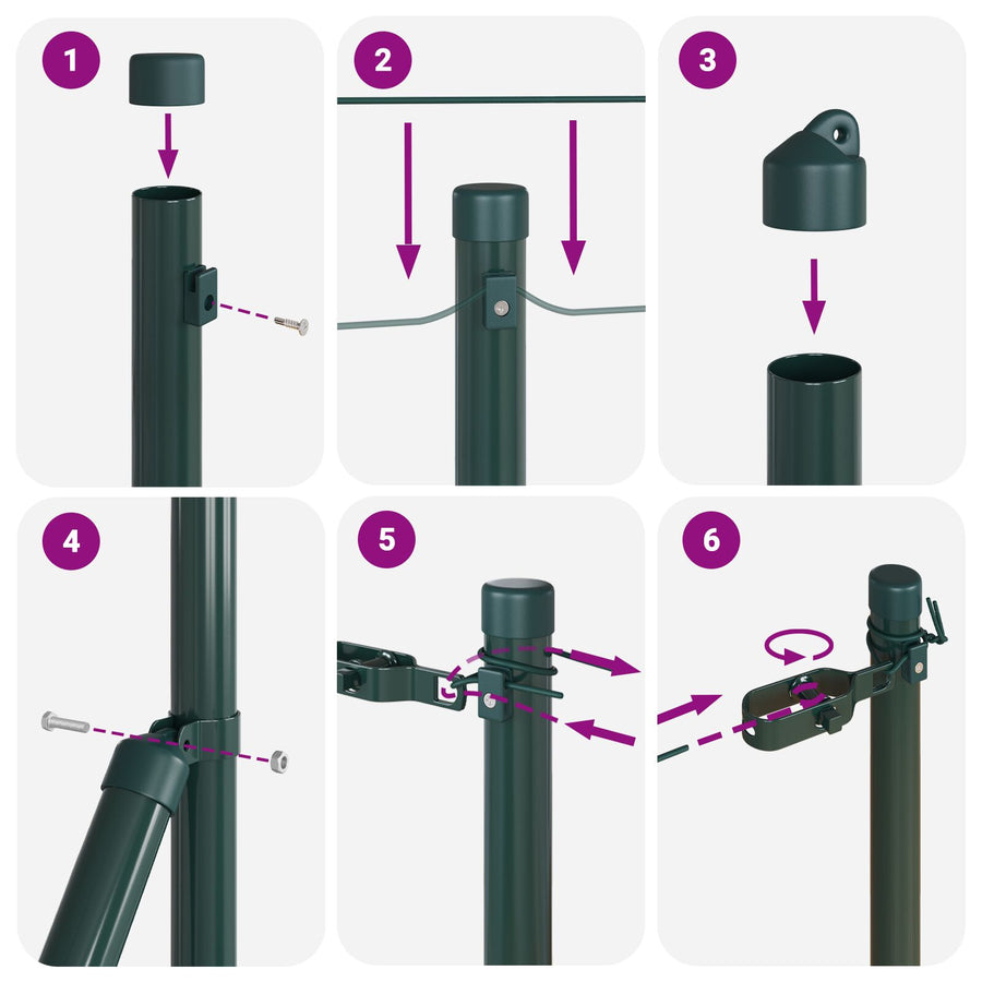 Hekpalen 52 Stuks Ø32 Mm Gegalvaniseerd Staal Groen 100 cm 52x paal