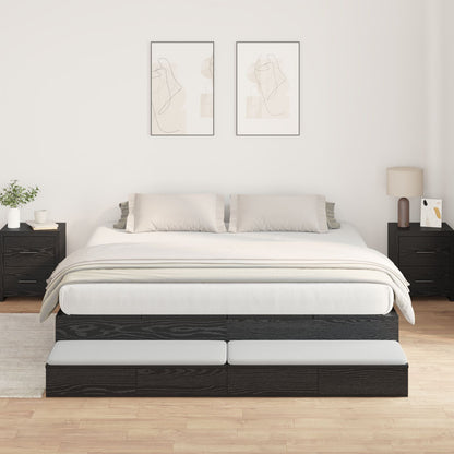 Opbergbedframe Zwart Eiken Bewerkt Hout 236,5 X 200 X 31,5 Cm Artisanaal Eiken