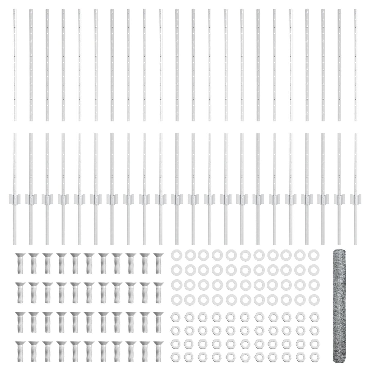 Hekpalen 10 Stuks U-Channel 140 Cm Gegalvaniseerd Staal,  Zeshoekig Hek 1X50 M Gegalvaniseerd Staal