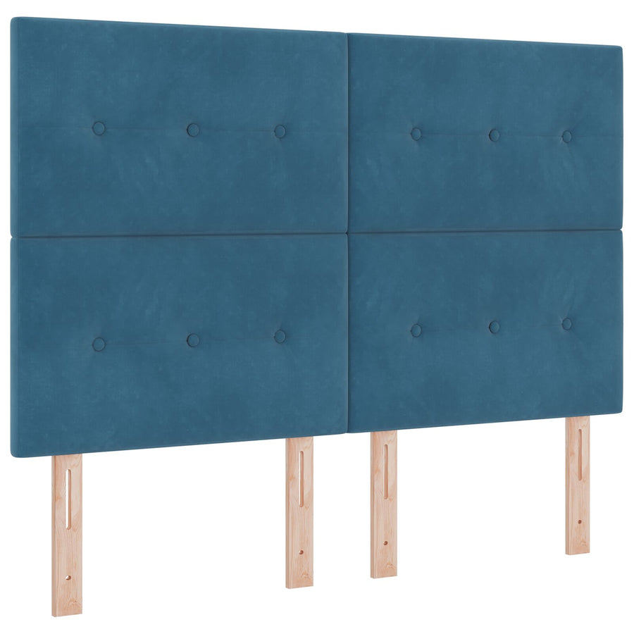 Boxspringbed Met Matras Donkerblauw 140X190 Cm Fluweel Blauw