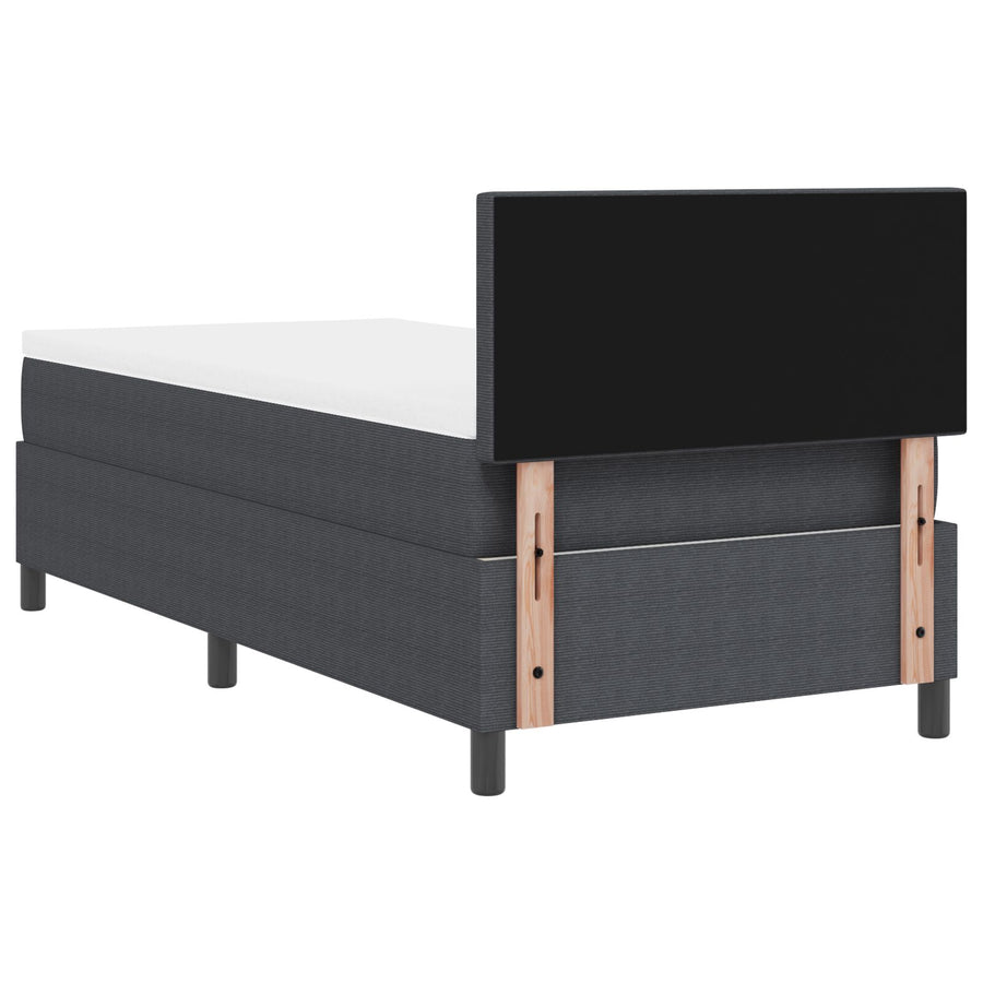 Boxspringbed Met Matras Donkergrijs 80X200 Cm Corduroy Stof