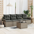 Sofa with cushion 5 pcs Grey poly rattan