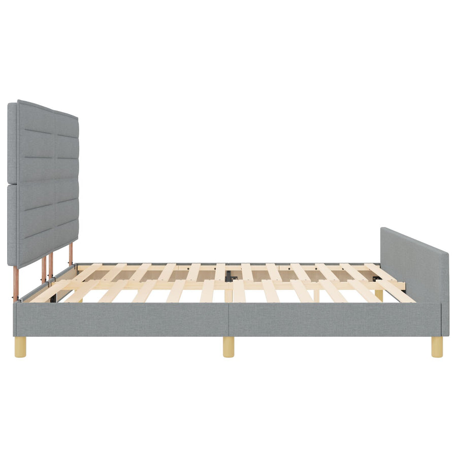Bedframe In Licht Grijs, 200X200 Cm, Stof Crème