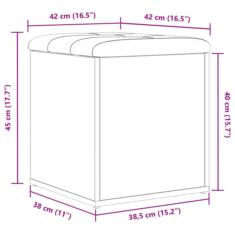 Opslagbank 40X40X45 Cm Geengineerd Hout Zwart eiken 42 x 42 x 45 cm