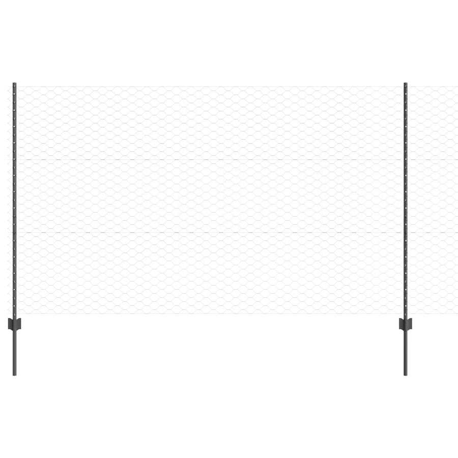 Fence Posts 22 St U-Channel Grijs 140 Cm Staal,  Heptagonale Afsluiting Grijs 1.4X25 M Staal