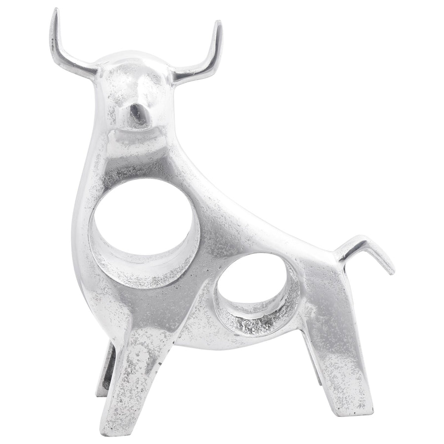 Stier Sculptuur Zilver 22X9,5X34 Cm Aluminium 34 x 28 x 10 cm