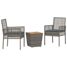 3-Delige Tuin Bistroset Met Kussens Grijs Poly Rattan