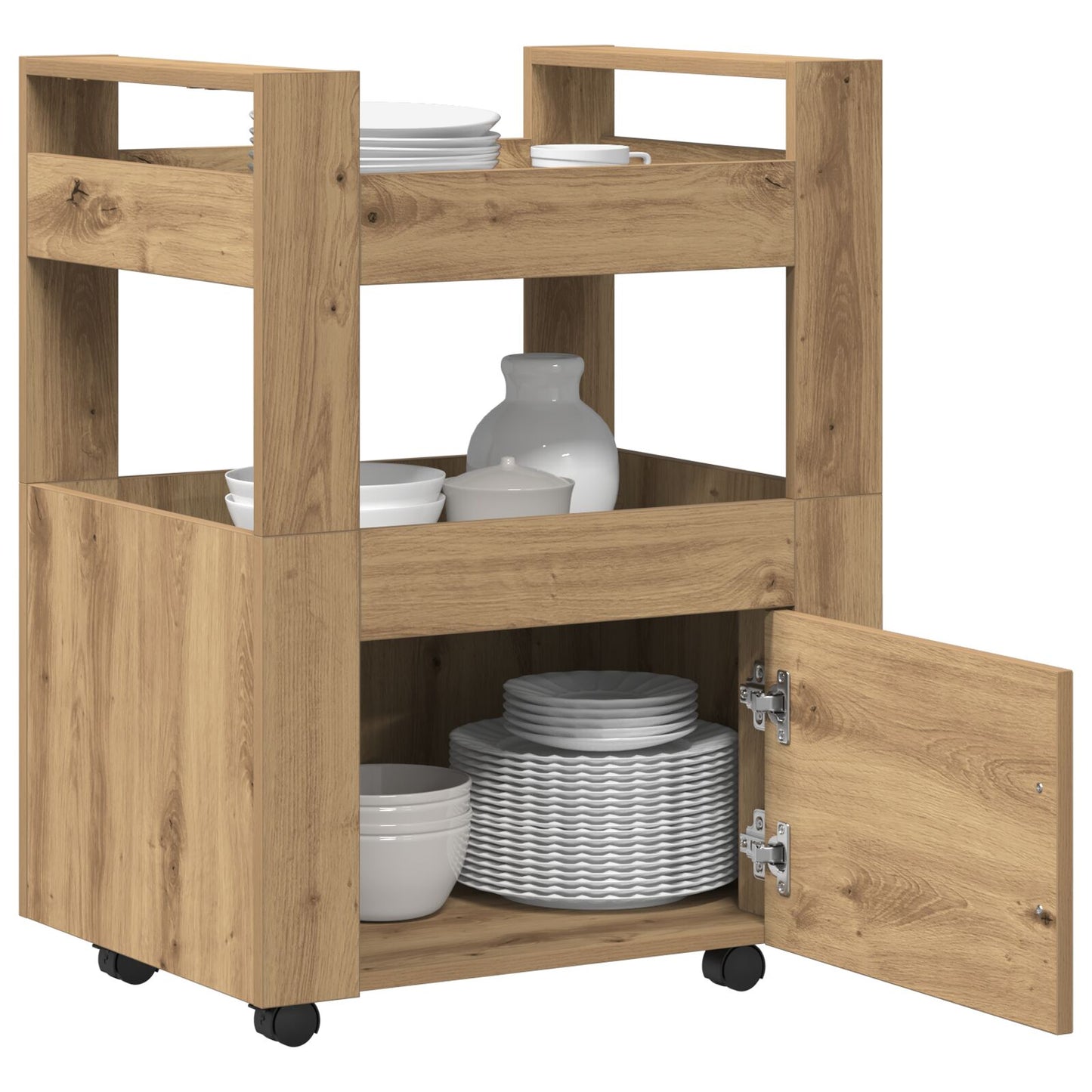 Keuken Trolley 60X45X80 Cm Bewerkt Hout Artisan eiken