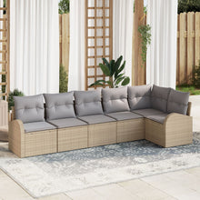 6-Delige Tuin Sofa Set Met Kussens Poly Rattan Beige en grijs zonder tafel