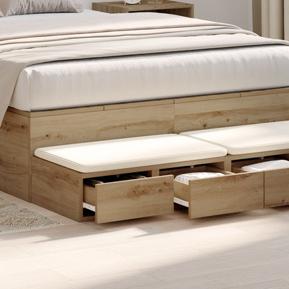 Bedlades 120X36,5X16,5 Cm Bewerkt Hout Artisan eiken 120 x 36.5 x 16.5 cm