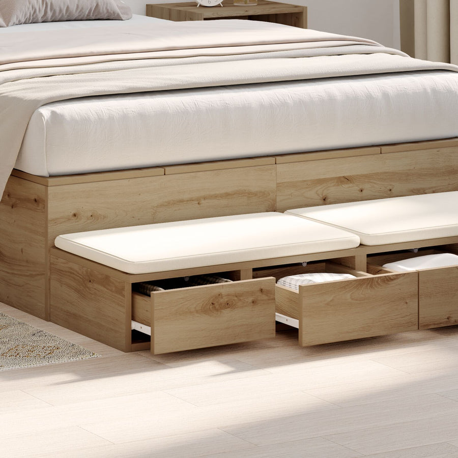 Bedlades 120X36,5X16,5 Cm Bewerkt Hout Artisan eiken 120 x 36.5 x 16.5 cm