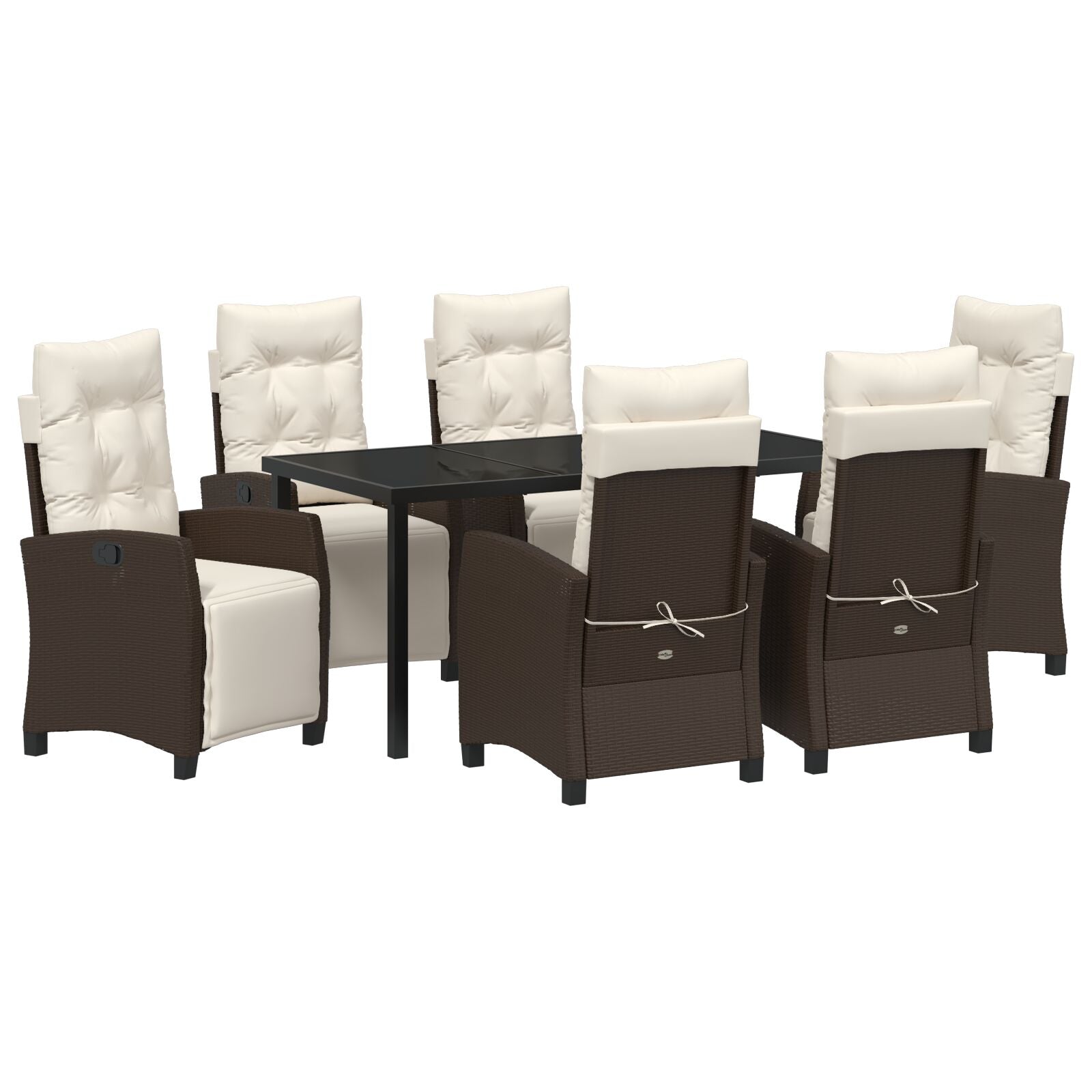 7 Stuks Tuin Eetset Bruin Poly Rattan