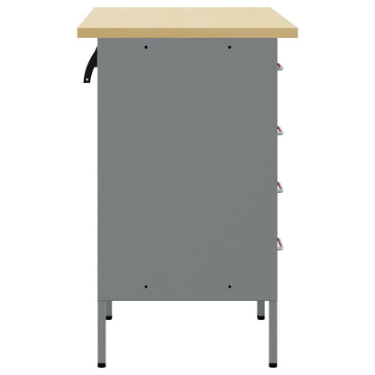 Werkbank 2 Delig En Grijs Geengineerd Hout En Staal 2x (85 cm) Rood 2x kast