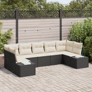 Tuinset poly rattan 7-delig zwart