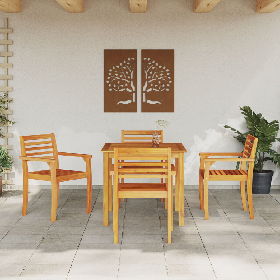 5-Delige Tuin Eetset Van Massief Acaciahout 4-Persoons 85 cm tafel lengte