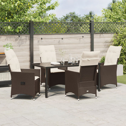 5-Delige Tuinset Met Kussens Bruin Poly Rattan