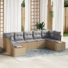 Garden Sofa Set with Cushions 7 pcs Beige poly rattan