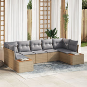 Garden Sofa Set with Cushions 7 pcs Beige poly rattan
