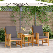 3-Delige Tuin Lounge Set Met Kussens Van Massief Acaciahout Grijs Set met 2 fauteuils en een tafel