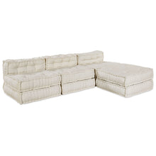 4-Zits Modulair Poef Bank Omkeerbaar Stof Crème 70 x 70 x 54 cm Lounge + 3x midden