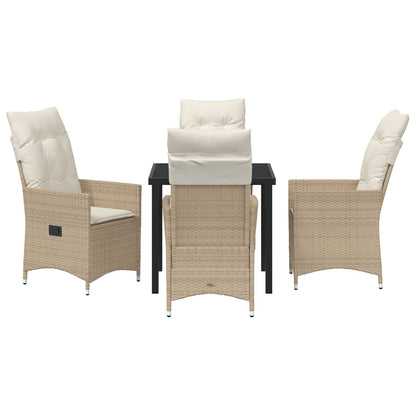 5-Delige Tuin Eetset Met Kussens Beige Poly Rattan