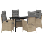 Tuinstoelenset poly rattan beige 5-delig
