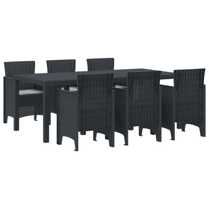 7-Delige Tuindining Set Met Kussens Antraciet Poly Rattan