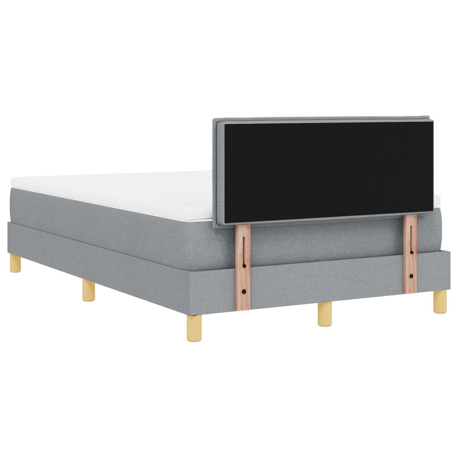 Boxspring Bed Met Matras Stof Lichtgrijs 120 x 200 cm Lijnen ontwerp