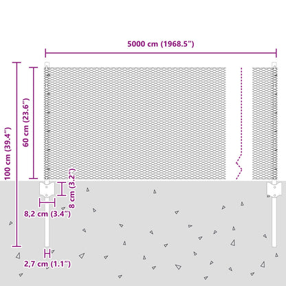 Hekpalen 11 Stuks U-Kanaal 60 Cm Gegalvaniseerd Staal,  Hexagonhek 0,6X50 M Gegalvaniseerd Staal